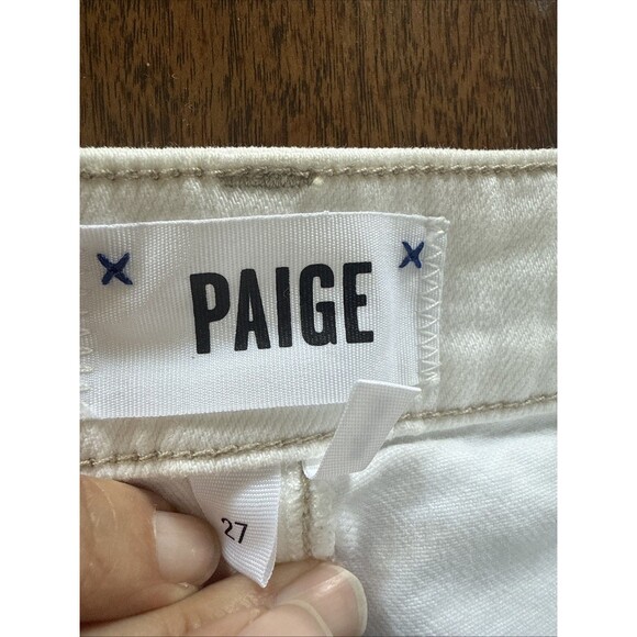 NEW Paige Denim White Hoxton Ankle High rise Patchwork Pants Size 27 MSRP $200 - Picture 6 of 11